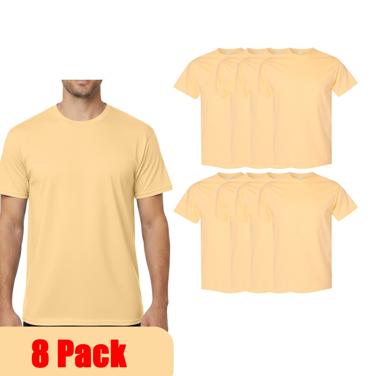 Gildan Unisex Heavy Cotton T-Shirts, Soft & Durable, 8-Pack, Ideal for Crafts & Custom Designs